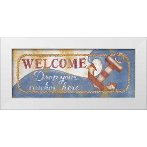 Drop Your Anchor Here White Modern Wood Framed Art Print by Lewis, Kim