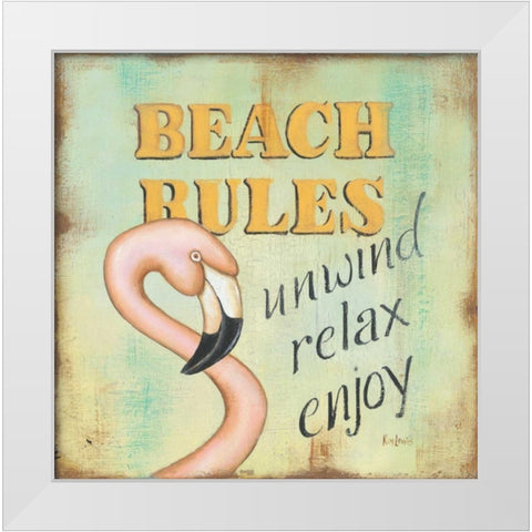 Beach Rules White Modern Wood Framed Art Print by Lewis, Kim
