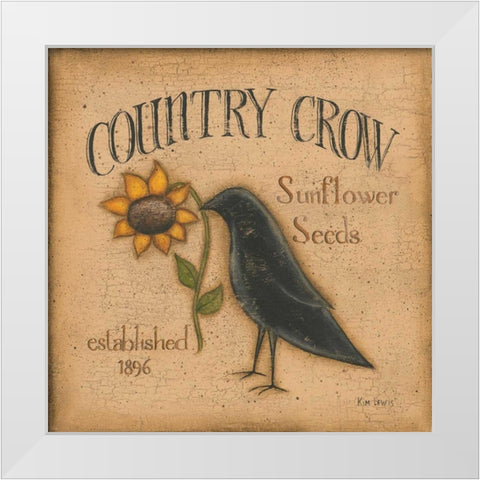 Country Crow White Modern Wood Framed Art Print by Lewis, Kim