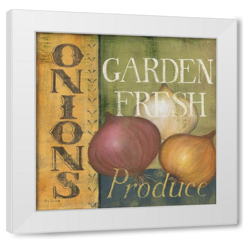 Onions White Modern Wood Framed Art Print by Lewis, Kim