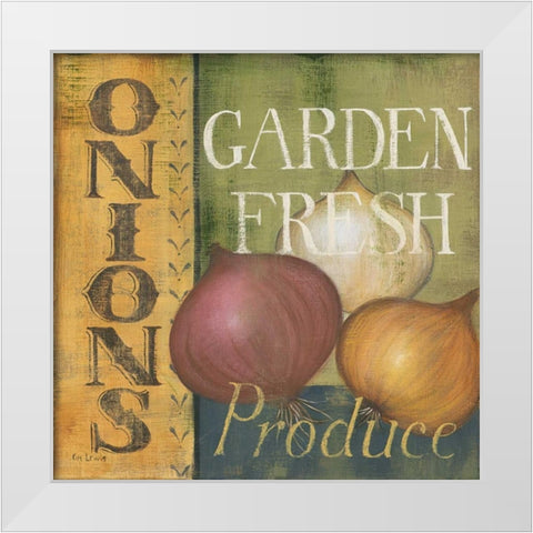 Onions White Modern Wood Framed Art Print by Lewis, Kim