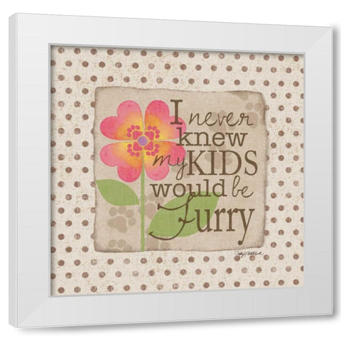Furry Kids White Modern Wood Framed Art Print by Wolk, Lisa
