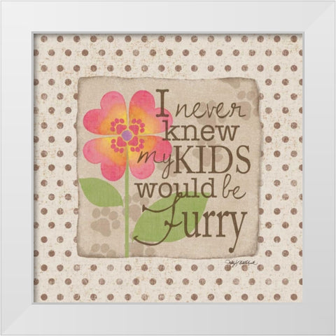 Furry Kids White Modern Wood Framed Art Print by Wolk, Lisa