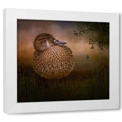 Among the Cattails White Modern Wood Framed Art Print by Parker, Kelley
