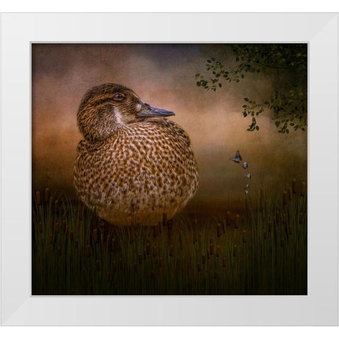 Among the Cattails White Modern Wood Framed Art Print by Parker, Kelley