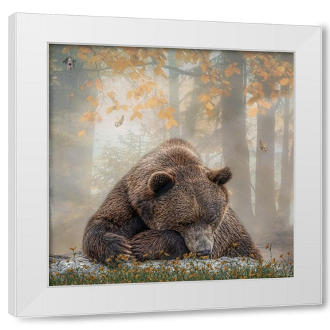 Autumn Slumber White Modern Wood Framed Art Print by Parker, Kelley
