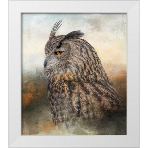The Side Eye White Modern Wood Framed Art Print by Parker, Kelley