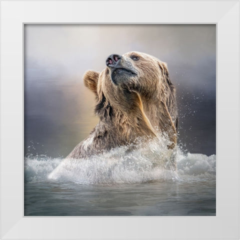 Grizzly Waters White Modern Wood Framed Art Print by Parker, Kelley
