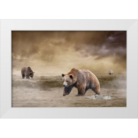 Land of the Grizzly White Modern Wood Framed Art Print by Parker, Kelley
