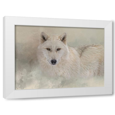 Snow Wolf White Modern Wood Framed Art Print by Parker, Kelley