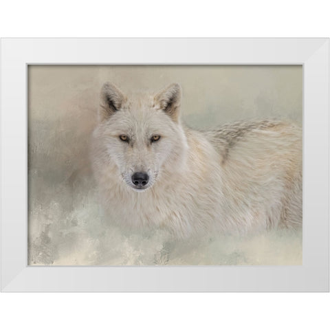 Snow Wolf White Modern Wood Framed Art Print by Parker, Kelley