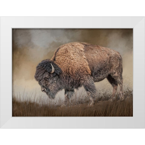 Where the Bison Roam White Modern Wood Framed Art Print by Parker, Kelley