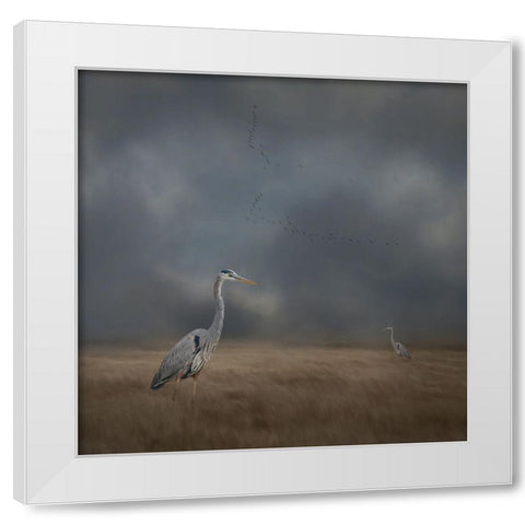 Herons Sanctuary White Modern Wood Framed Art Print by Parker, Kelley