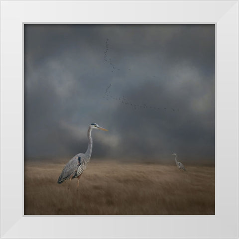 Herons Sanctuary White Modern Wood Framed Art Print by Parker, Kelley