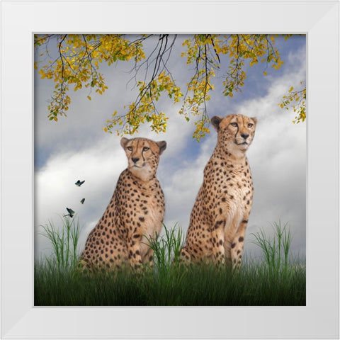 Cheetah Dreams White Modern Wood Framed Art Print by Parker, Kelley