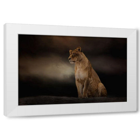 Evening Sentinel White Modern Wood Framed Art Print by Parker, Kelley