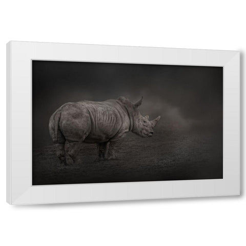 Rhino Land White Modern Wood Framed Art Print by Parker, Kelley