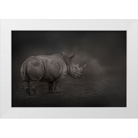 Rhino Land White Modern Wood Framed Art Print by Parker, Kelley
