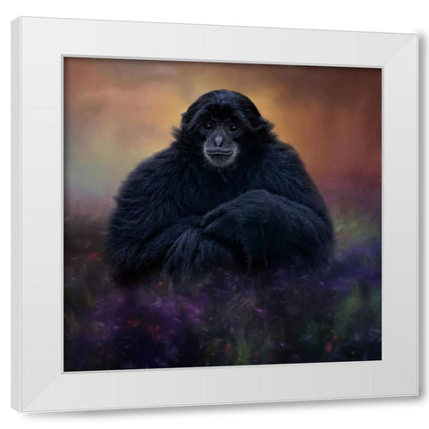 Flower Monkey White Modern Wood Framed Art Print by Parker, Kelley