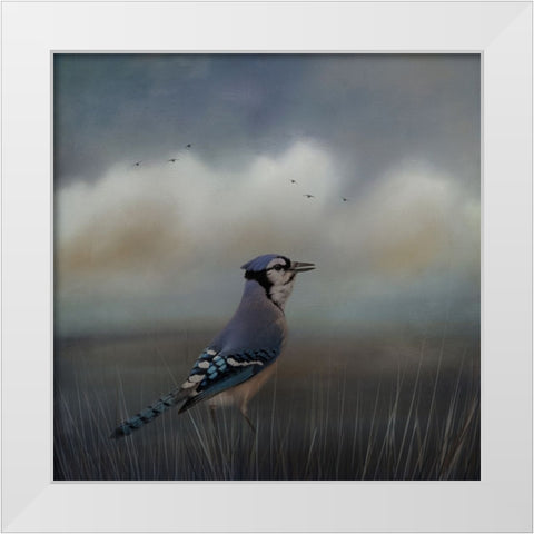 Blue Morning White Modern Wood Framed Art Print by Parker, Kelley