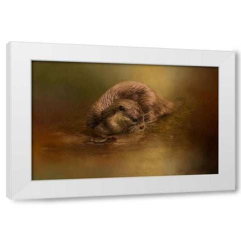 Otter Curiosity White Modern Wood Framed Art Print by Parker, Kelley