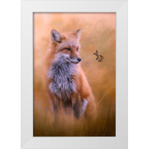 Watching Butterflies White Modern Wood Framed Art Print by Parker, Kelley