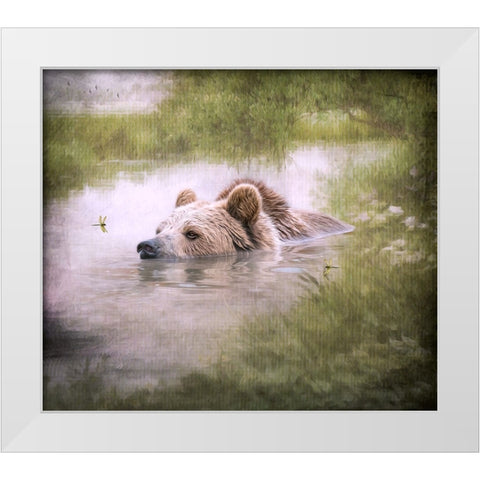 Bearly Swimming White Modern Wood Framed Art Print by Parker, Kelley