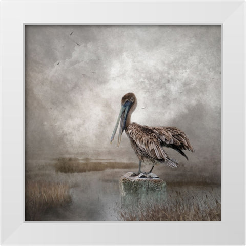 Visitor to the Marshes White Modern Wood Framed Art Print by Parker, Kelley