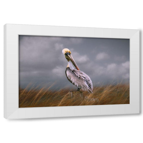 Pelican Way White Modern Wood Framed Art Print by Parker, Kelley