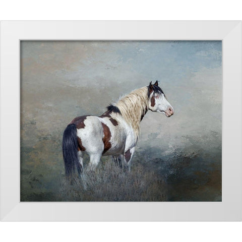 Shaman - S Steens Wild Stallion White Modern Wood Framed Art Print by McFerrin, Larry