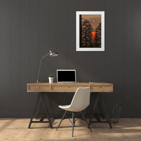 Smokey Sunset - Crater Lake White Modern Wood Framed Art Print by McFerrin, Larry