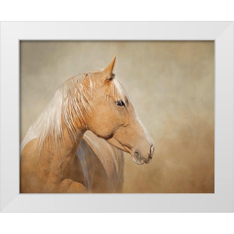Silk - Mustang Mare White Modern Wood Framed Art Print by McFerrin, Larry