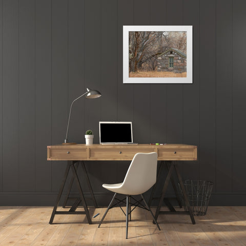 Stone Cabin White Modern Wood Framed Art Print by McFerrin, Larry