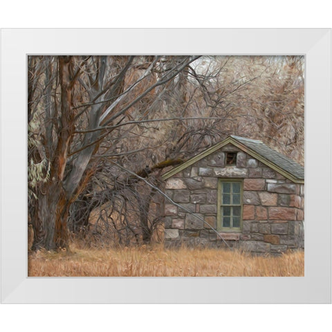 Stone Cabin White Modern Wood Framed Art Print by McFerrin, Larry