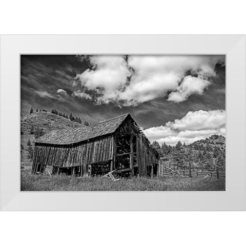 Old Barn and Corral White Modern Wood Framed Art Print by McFerrin, Larry