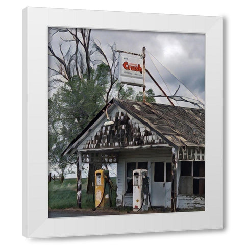 The Old Gas Station White Modern Wood Framed Art Print by McFerrin, Larry