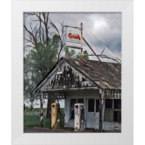The Old Gas Station White Modern Wood Framed Art Print by McFerrin, Larry