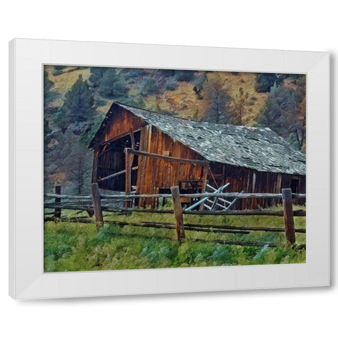 Old Barn and Corral White Modern Wood Framed Art Print by McFerrin, Larry