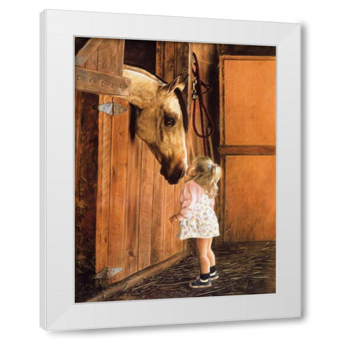 Little Visitor White Modern Wood Framed Art Print by Harrison, Lesley