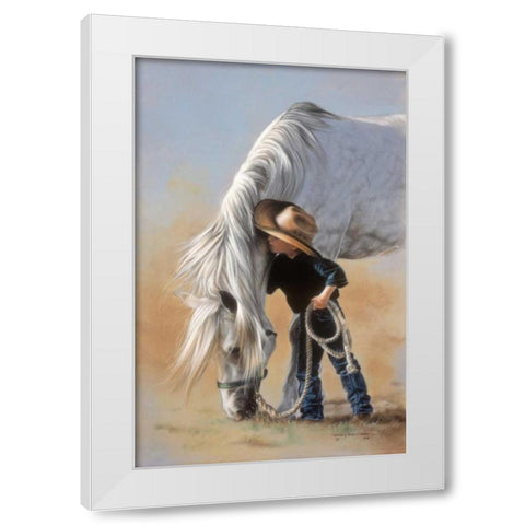 Little Whispers White Modern Wood Framed Art Print by Harrison, Lesley