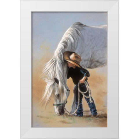 Little Whispers White Modern Wood Framed Art Print by Harrison, Lesley