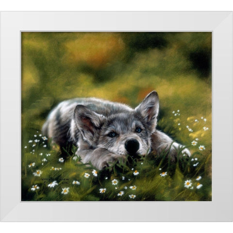 No Worries White Modern Wood Framed Art Print by Harrison, Lesley