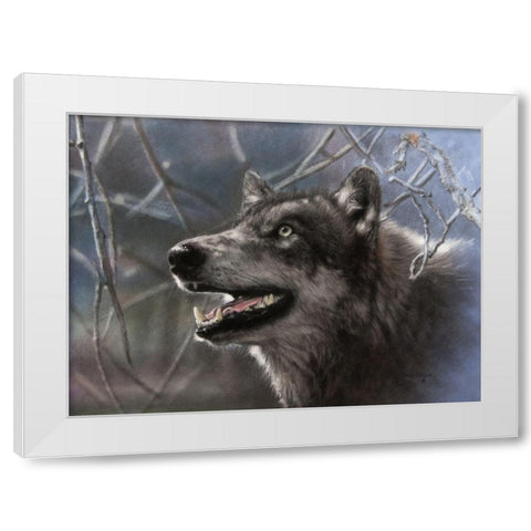 Whats Up There White Modern Wood Framed Art Print by Harrison, Lesley