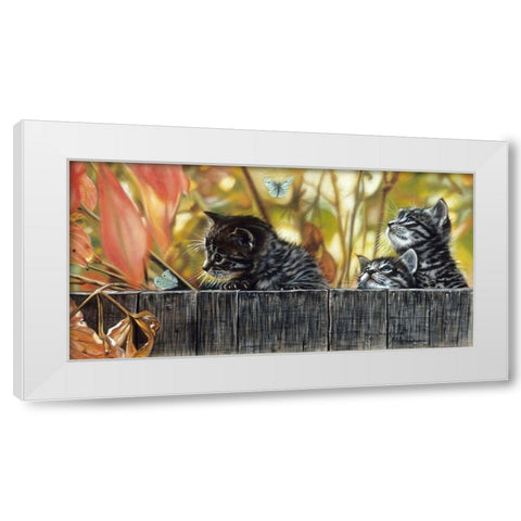 Moth Fascination White Modern Wood Framed Art Print by Harrison, Lesley