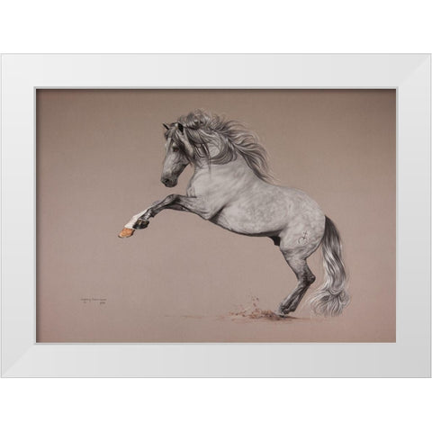 Siux White Modern Wood Framed Art Print by Harrison, Lesley