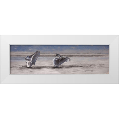 Dance of the Swans White Modern Wood Framed Art Print by Harrison, Lesley