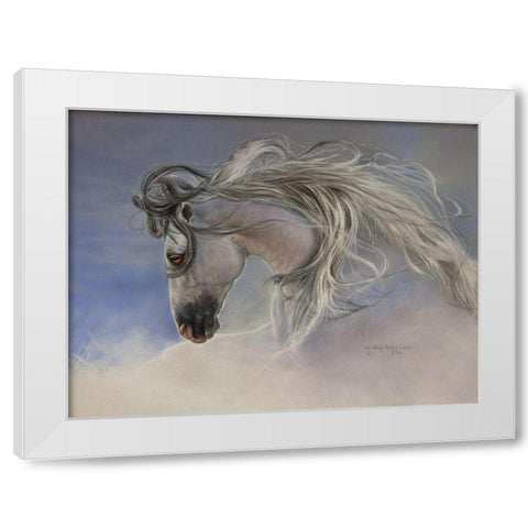 Might Mane White Modern Wood Framed Art Print by Harrison, Lesley