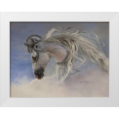 Might Mane White Modern Wood Framed Art Print by Harrison, Lesley