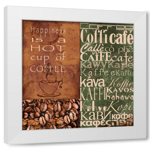 Coffee in Any Language White Modern Wood Framed Art Print by Wolk, Lisa