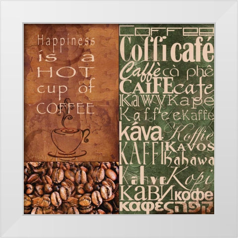 Coffee in Any Language White Modern Wood Framed Art Print by Wolk, Lisa